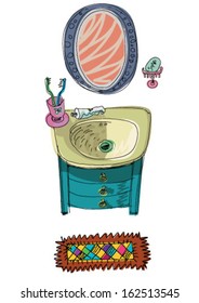 vintage wash basin - cartoon