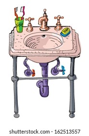 vintage wash basin - cartoon