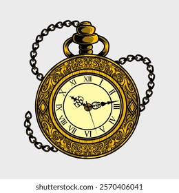 vintage watch with enhanced detail illustration 