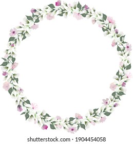 Vintage water color flower wreath frame, vector illustration flower art decoration concept