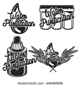 Vintage water purification emblems