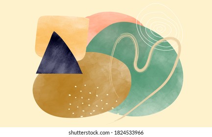 vintage watercolor background with abstract shape, minimal and colorful grunge background