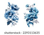 Vintage Watercolor Blue Flowers. can be used for wallpaper,pattern fills,web page background,surface textures