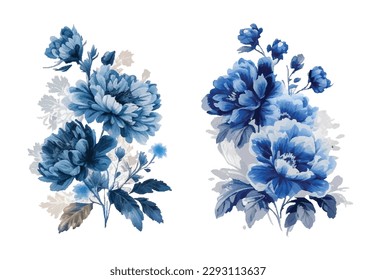 Vintage Watercolor Blue Flowers. can be used for wallpaper,pattern fills,web page background,surface textures