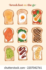vintage watercolor bread for breakfast in vector