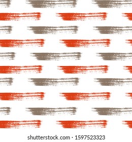 Vintage watercolor brush stripes seamless pattern. Orange and beige paintbrush lines horizontal seamless texture for backdrop. Hand drown paint strokes graphic. For illustration.