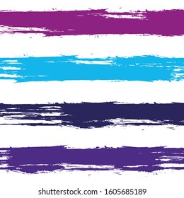 Vintage watercolor brush stripes seamless pattern. Emerald and fuchsia paintbrush lines horizontal seamless texture for background. Hand drown paint strokes decoration. For textile.