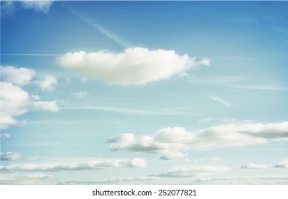 Vintage watercolor clouds and sky. Vector background.
