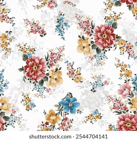 Patrón de manojo de flores de acuarela vintage aislado sobre fondo de efecto. arreglos florales Pequeños botánicos dibujados a mano. diseño para Fondo de pantalla, tela, impresiones de moda, papel de regalo.