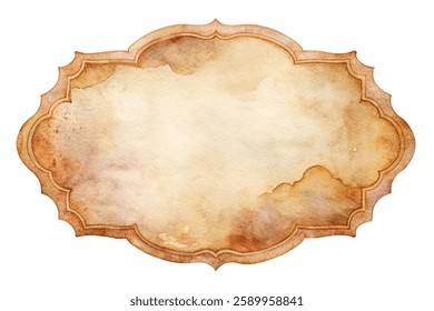 Vintage watercolor frame, elegant design, soft earthy tones, versatile for invitations, decorative purposes.