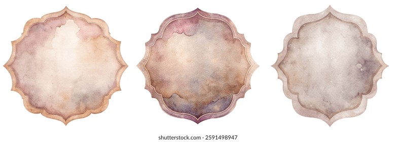 Vintage watercolor frames, soft pastel colors, elegant design, artistic backgrounds, versatile for invitations, decorative elements.