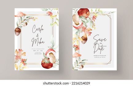 vintage watercolor hand drawn botanical apple and floral invitation card
