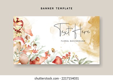 vintage watercolor hand drawn botanical apple and floral background