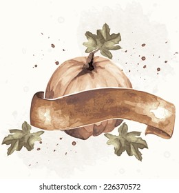 Vintage watercolor pumpkin illustration (eps10);