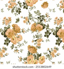 vintage watercolor rose flower bunch pattern isolated on white background. hand drawn botanical flower arrangements. perfect  for wallpaper, fabric, fashion prints, wrapping paper.