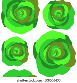 Vintage Watercolor Roses (hand drawn). Vector seamless pattern of abstract green roses.