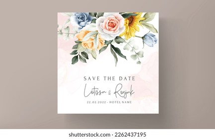 vintage watercolor spring flower wedding invitation card set