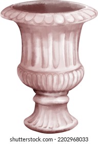 Vintage watercolor vase drawn by hand. Vector watercolor illustration. For design and scrapbooking.