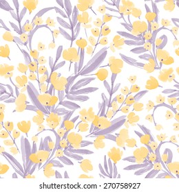 Vintage Watercolor Wallpaper of hand drawn Flowers and Leaf. Vector Seamless Pattern. Colorful Background for your design