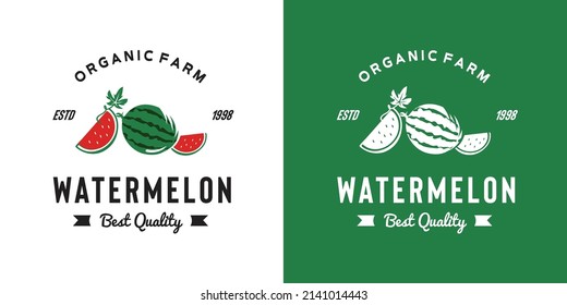 vintage watermelon fruit logo illustration suitable for fruit shop and fruit farm