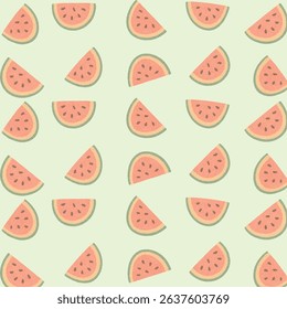 Vintage Watermelon Pattern on Transparent Background