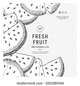 Vintage watermelon slices design template. Vector illustration