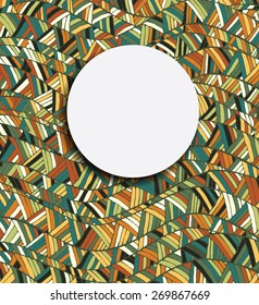 Vintage Wave Line and Triangle Hand-drawn Abstract Colorful Vector Pattern with Copy Space