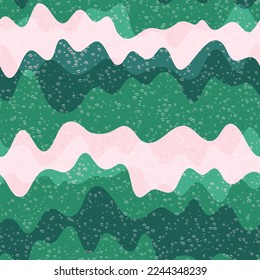 Vintage wave liquid vector seamless pattern. Striped curve line texture. Wrapping paper endless aquatic pattern. Cambered fabric print design. Wave flow splash fluid shapes background.