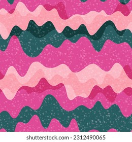 Vector líquido de ondas de cosecha vectorial sin soldadura. Textura de rayas onduladas. La decoración de las paredes es divertida, sin fisuras. Diseño de impresión textil colorido. Fondo de las formas de fluido de salpicadura de flujo de onda.