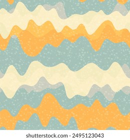 Patrón sin costuras de Vector líquido de onda Antiguas. Textura de rayas dinámicas onduladas. Cubierta decorativa de superficie de fantasía. Diseño de estampado textil colorido. Flujo de ondas salpicaduras de fondo de Formas de fluido.