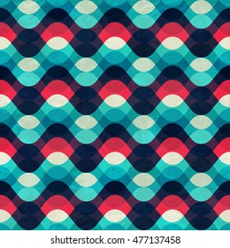 Vintage wave seamless pattern with grunge effect