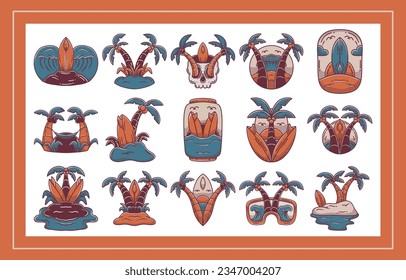 Vintage Wave Surf Illustration Collection