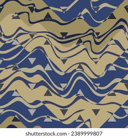 Vintage waves geometric seamless pattern