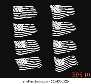 Vintage waving USA flag set. Waving American flags. USA Flag - Distressed american flag	