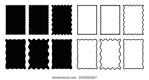 Vintage wavy border frame shape vector illustration isolated on white background