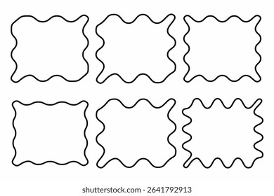 Vintage wavy Line art border frame shape vector illustration isolated on white background