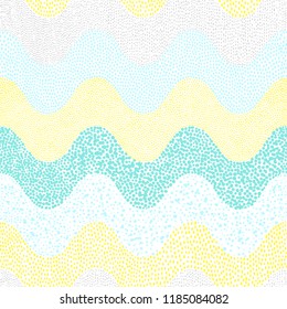 Vintage wavy pattern in the style of doodle. Cute print for textiles. Handmade. Vector illustration.