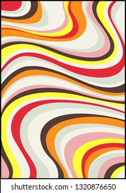 Vintage Wavy Psychedelic Colors Background, Cover, Pattern from the 1960s 