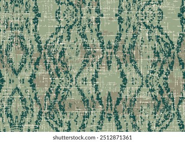 Vintage fundo listrado ondulado. geométrico angustiado Vetor damasco ilustração com fundo verde. Padrão de repetição de textura de geometria de alta definição em textura criativa.