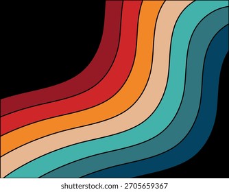 Fondo abstracto de rayas onduladas de Antiguas en tonos cálidos y fríos