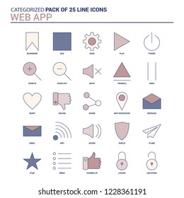Vintage Web App Icon set - 25 Flat Line icon set