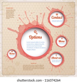 Vintage Web design with wine spots. Vector Illustration.