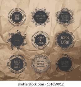 Vintage wedding badges