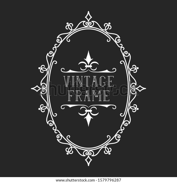 Vintage wedding border. Oval royal frame. 
Vector isolated victorian
element.