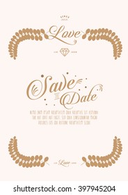 Vintage wedding card design/ Classy invitation/ Anniversary Card/ Green wedding/ Gold stamping wedding card/ Save the date template