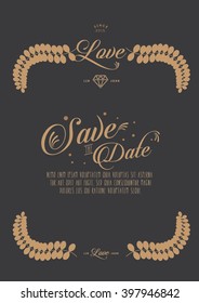 Vintage wedding card design/ Classy invitation/ Anniversary Card/ Green wedding/ Gold stamping wedding card/ Save the date template