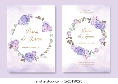 vintage wedding card with floral vector