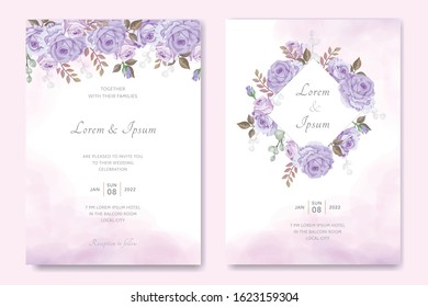 vintage wedding card with floral vector