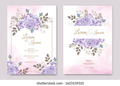 vintage wedding card with floral vector