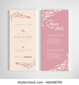 Vintage wedding card invitations templates vector design.